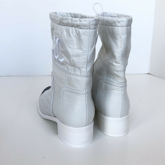 Chanel Crumpled Calfskin Cap Toe Short Boots - Picture 6 of 8